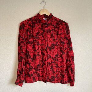 Pendleton Shirt Womens 8 Petite Floral Button Up Long Sleeve Rayon Blouse